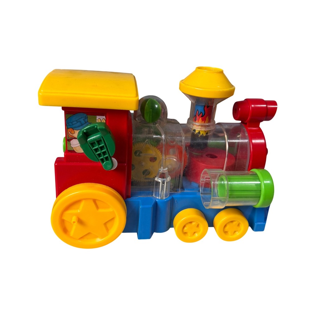 Vintage 1982 Playmates Toy Train wind up Engine Clear‎ Gears Retro 80s